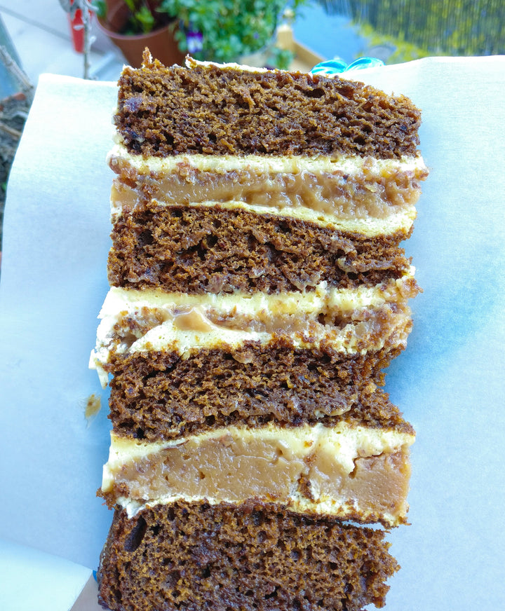 Sticky Toffee, Pecan and Custard Cake