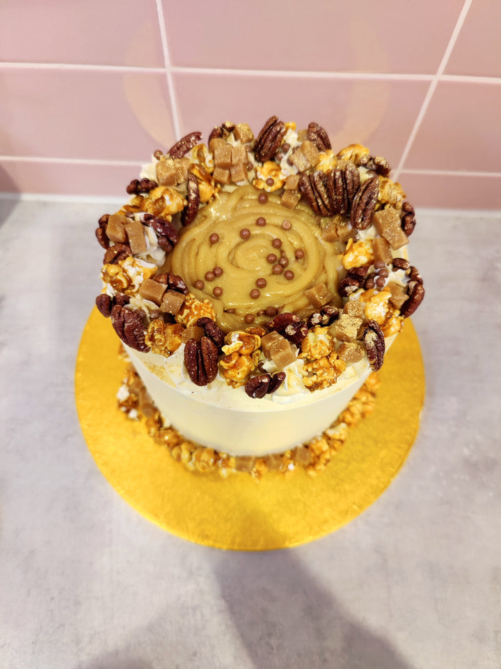 Sticky Toffee, Pecan and Custard Cake