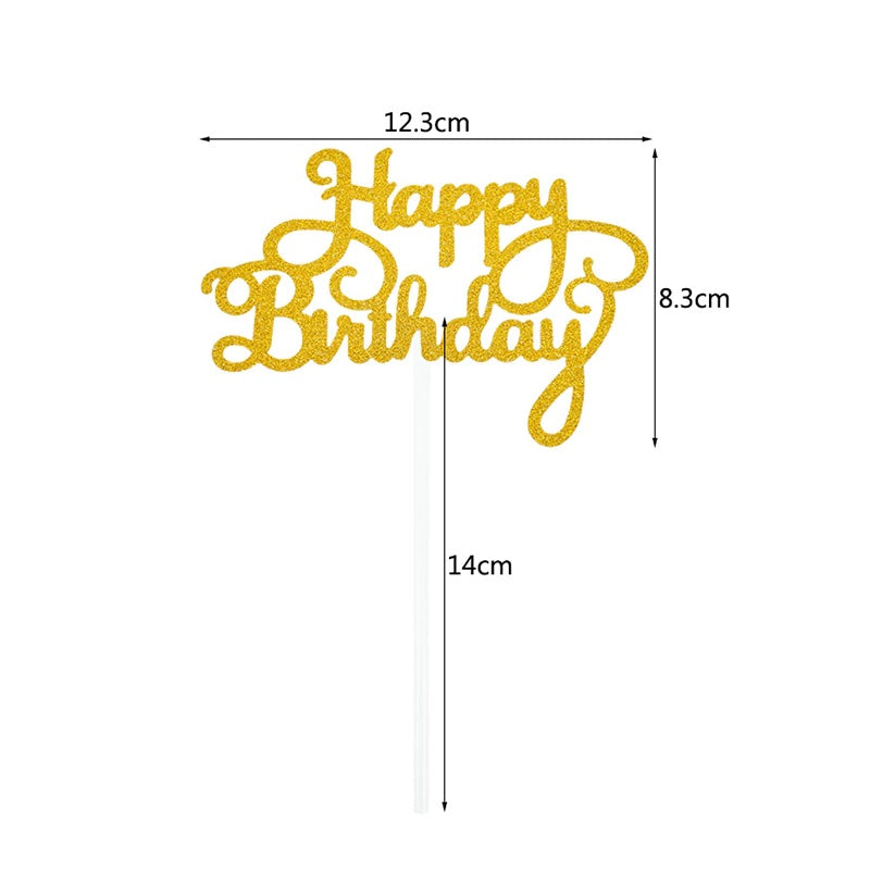 Glitter Happy Birthday Cake Topper