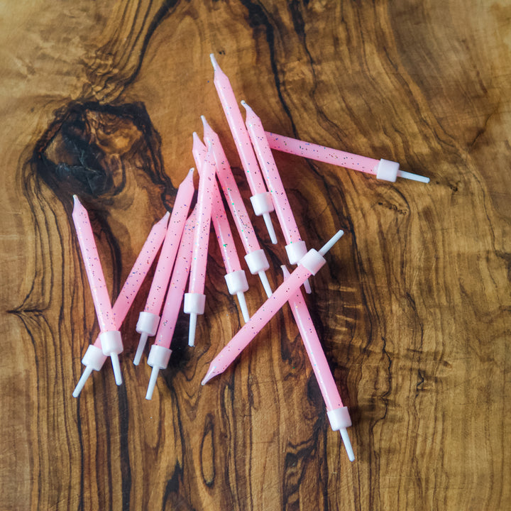 Pink Glitter Candles