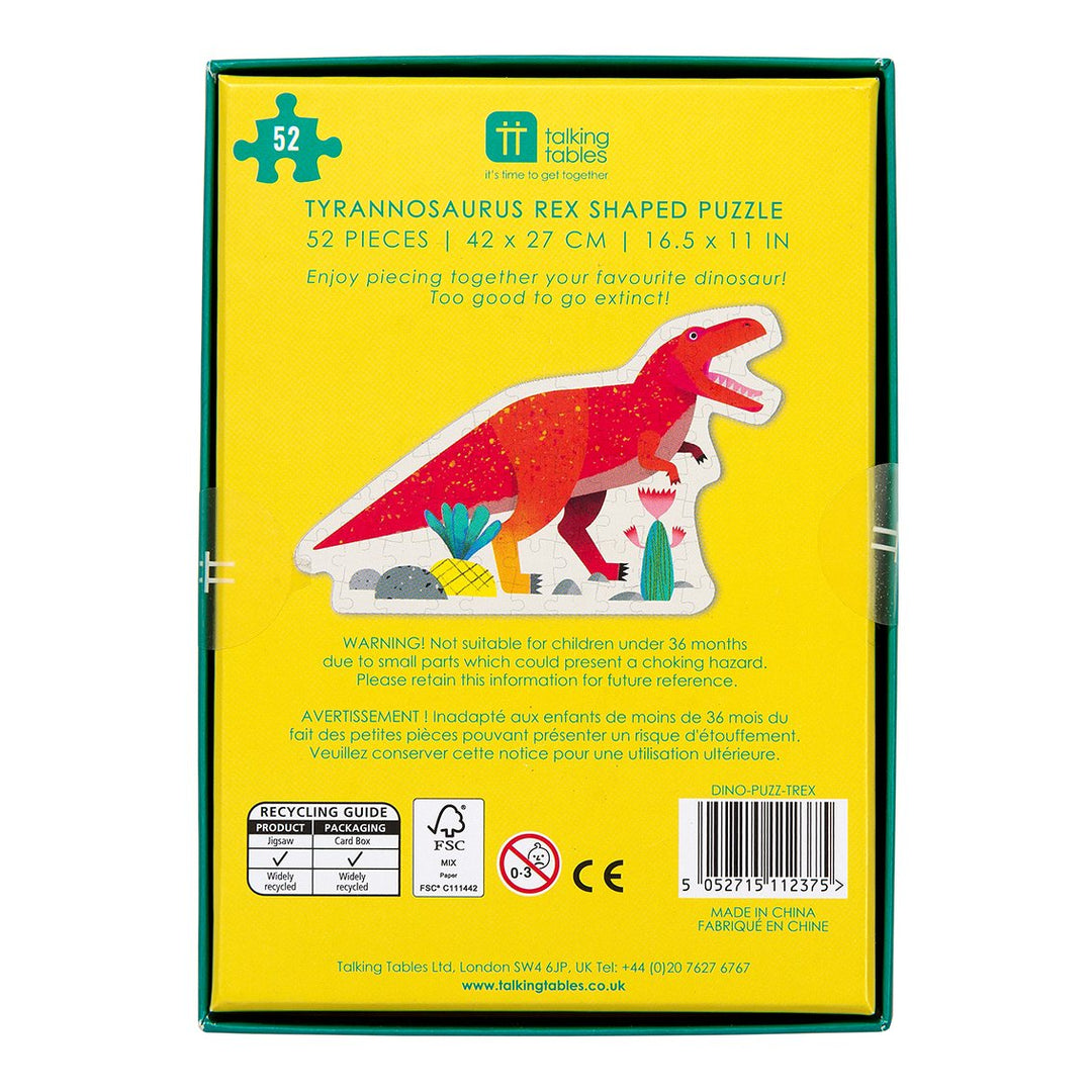 Dinosaur Tyrannosaurus Rex Shaped Puzzle 52 Pieces